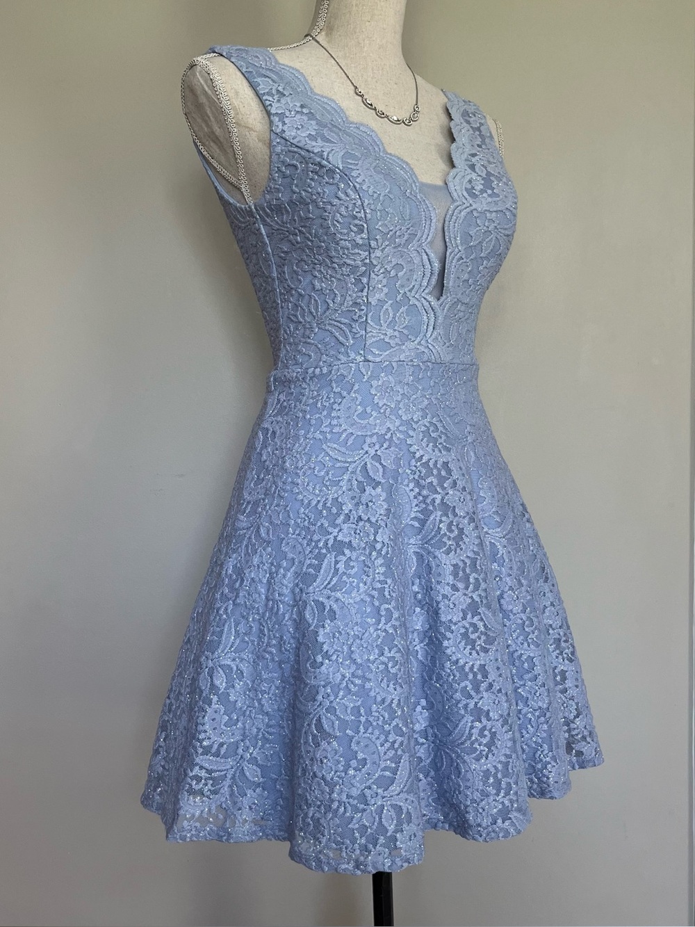 City Studio Sky Blue Lace Fit & Flare Mini Dress - Picture 4 of 10